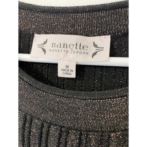 NWT $128 Nanette Lepore Size M Chocolate Brown Fit & Flare Shimmer Knit Dress - Picture 4 of 9